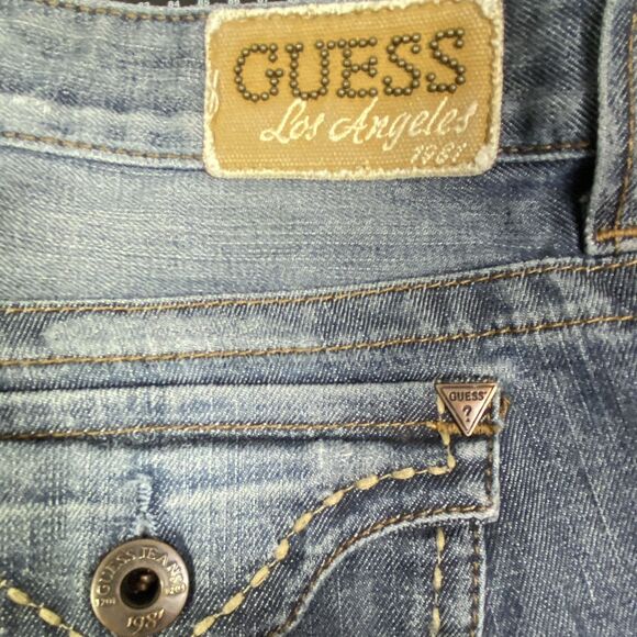Guess Jeans Womens Size 30 Flirty Straight Stretch Ripped Distressed Whiskering - Picture 9 of 16